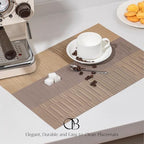 Placemats Set of 12 - Easy Clean Woven Vinyl Placemats for Dining Table, Indoor/Outdoor Place Mats, Washable PVC Table Mats （Gold Dune） - Image 2