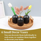 6 Pack Boho Vases, Modern Black Ceramic Bud Vases for Home Decor, Dry Flowers Centerpieces in Bulk, Mini Flower Vases for Wedding Decor - Image 5
