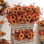 Mixed 10 Pcs Fall Artificial Sunflower Peony Bouquet, Yellow Burgundy Silk Faux Flower, Autumn Faux Floral Arrangements for Wedding Table Thanksgiving Porch Planters Garden Patio Outdoors Decor - Image 6