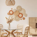 13 Pcs Boho Wall Basket Decor Woven Rattan Flat Baskets Handmade Boho Wicker Bamboo Seagrass Wall Hanging Decor for Bedroom Living Room Dining Room Office Ready to Hang (Plain) - Image 4