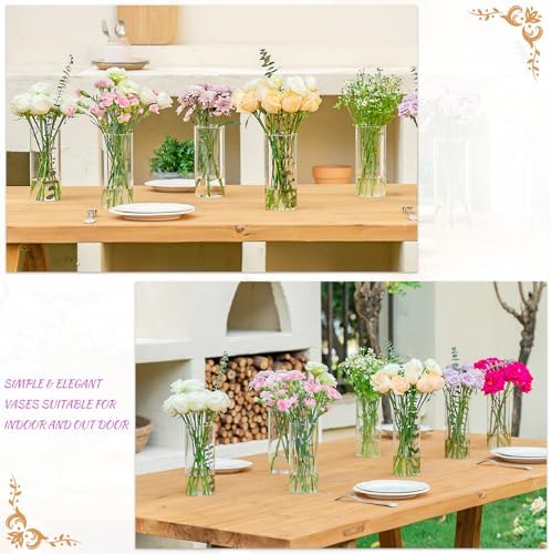 7pcs Glass Cylinder Vases for Centerpieces - 8 Inch Tall Glass Vases for Flower, Clear Flower Vase Bulk Floating Candle Vase for Table Centerpiece Wedding Home Décor - Image 6