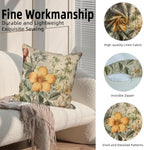 Vintage Printed Throw Pillow Covers 22''x22'' Set of 4, Colorful Flowers Pillowcases Rustic Decorative Floral Cushion Covers for Couch Sofa Bedroom Farmhouse Livingroom Garden Patio Car - Image 2