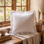 patdrea Vintage White Linen Throw Pillow Covers,Set of 2,18"x18"-Kubum - Image 3