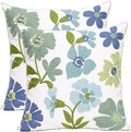 Pack of 2 Embroidered Decorative Throw Pillow Cover 18x18 Inch Farmhouse Floral Pillowcase for Living Room Sofa Bed (Grass Flower) by Pilmandu