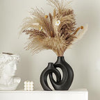 Levvohd Snuggle Hollow Ceramic Vase Set of 2 Minimalist Home Table Decor - Image 2