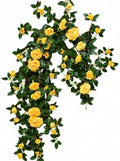 71in Artificial Rose Vine Silk Flower Garland Wedding Garden Decor(Yellow) by Unknown
