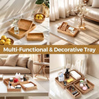 Rattan Serving Tray, Including 3 Sizes of Woven Rectangle Basket Trays - Image 4