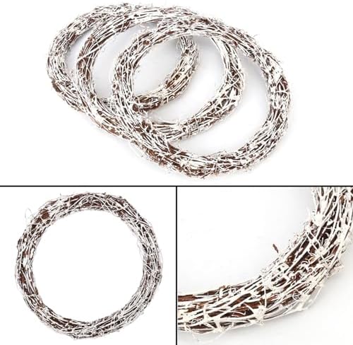 6 Pcs 12 inch Natural Grapevine Wreath Set, White - Image 3