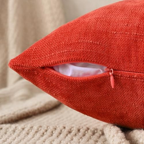 Set of 4 Soft Textured Decorative Throw Pillow Covers 22x22 Inch Cozy Farmhouse Cushion Cover Square Accent Pillow Cases for Bed Couch Sofa Living Room, Red - Image 3