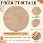 24 Pcs 13 Inch Round Burlap Woven Placemat Boho Braided Charger - Image 6