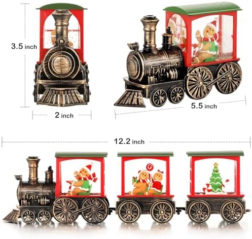 Train Snow Globe Christmas Snow Globe Lantern with Auto 6H Timer and Manual Glitter, Lighted Christmas Decorations Indoor with Gingerbread Man Tree for Home Tabletop, Battery Operated - Image 6