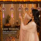 10 Pcs Diwali Lotus Wall Hanging Garlands, Indian Pooja Decorations with Pearls for Temple, Door, Window, Room and Festival Backdrop Decor - Image 7