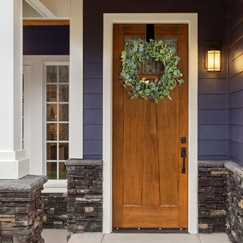 HomeKaren Eucalyptus Wreaths for Front Door 22", Handmade Green Leaves Wreath for Summer, Spring and All Seasons, Greenery Floral Wreath for Wall and Outside - Image 5