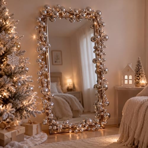 2 Pcs 15 ft Christmas Ball Ornament Garland, Silver - Image 5