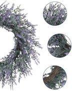 20 Inch Purple Lavender Wreath for Front Door – Artificial PVC Spring Summer Fall Winter Wreath – Farmhouse Wall Decor – Indoor Outdoor Use – Lifelike Lavender & Eucalyptus - Image 4