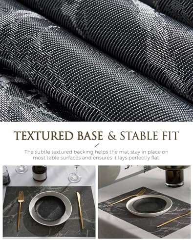 Leetaltree Woven Vinyl Placemats Set of 12,Black Marble - Image 4