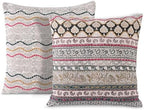 Ridhi Hand Block Print Cotton Floral Throw Pillow Cover, Grey 20x20 Set 2 by Ridhi