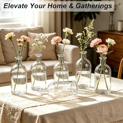 Glass Bud Vases Set of 16, Clear Mini Flower Vases, Small Bud Vase in Bulk for Centerpiece, Vintage Decorative Bottle Vase for Wedding, Anniversary, Table Decor, Home Decoration - Image 4