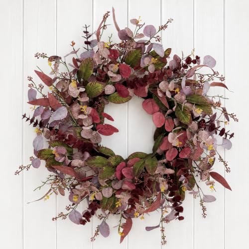 26 Inch Fall Wreaths for Front Door, Artificial Eucalyptus Autumn Wreath - Image 5