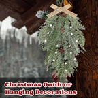 2 PCS 24" Christmas Swag Wreaths for Front Door Artificial Christmas Frosted Cedar Teardrop Swags Winter Wreath with Pine Cone for Kitchen Cabinet Farmhouse Home Window Wall Festival Decoration - Image 6