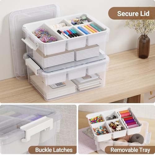 80Qt Plastic Storage Bins with Lids, Clear Latching Organizers Boxes with Removable Trays, Portable Storage Containers, for Holiday Ornaments, Home Organization, 4Pack - Image 3