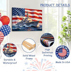 July 4th Patriotic Canvas Wall Art 4th of July USA Decorations American Flag Battleship Picture Wall Decor Independence Day Home Decor 16x24in - Image 4