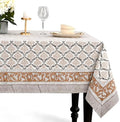 CPC Sandstone Regal Tablecloth 100% Cotton 60x90 Inch Indian Block Print Rectangle Table Cover, Table Cloth for Gifting in Weddings, Halloween, Fall, Christmas, Thanksgiving by COTTONPRINTCLUB