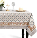 CPC Sandstone Regal Tablecloth 100% Cotton 60x60 Inch Indian Block Print Rectangle Table Cover, Table Cloth for Gifting in Weddings, Halloween, Fall, Christmas, Thanksgiving by COTTONPRINTCLUB