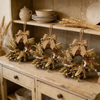 6 Pcs Small Fall Hanging Wreaths with Artificial Autumn Eucalyptus Greenery White Buds Beige Spikes Mini Cabinet Wreath for Home Table Centerpieces Kitchen Farmhouse Thanksgiving Party Decor - Image 5