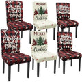 Christmas Chair Covers Set of 6 Xmas Tree Snowflakes Buffalo Plaid Stretch Parsons Chair Slipcovers for Winter Christmas Dining Room Decor Chair Seat Protectors(Christmas Red,6PCS) by Unknown