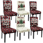 Christmas Chair Covers Set of 6 Xmas Tree Snowflakes Buffalo Plaid Stretch Parsons Chair Slipcovers for Winter Christmas Dining Room Decor Chair Seat Protectors(Christmas Red,6PCS) by Unknown