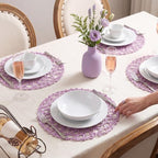 Threehoney Paper Braided Round Placemats, Set of 24, Purple, 13 in - Image 5
