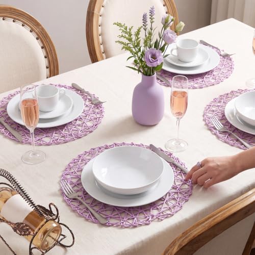 Threehoney Paper Braided Round Placemats, Set of 24, Purple, 13 in - Image 5