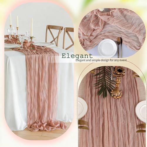 12 Pcs Dusty Pink Cheesecloth Table Runner 10Ft, Gauze Table Runners 21.5 x 120 inch,Semi Sheer Cheese Cloth Fabric Runner Bulk for Wedding,Party,Baby Shower,Bridal Shower - Image 3