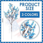 Lyrow 48 Pcs Red White Blue Patriotic Artificial Flowers Pick Stems - Image 2