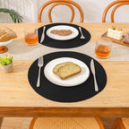 SHACOS Black Round Placemats Set of 12 Heavy Cotton Polyester Woven Braided Place Mats Washable Heat Resistant Non Slip Table Mats - Image 3