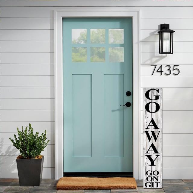 SRongmao Unwelcome Porch Sign Go Away Porch Sign for Front Door, Porch, Yard, Deck, Patio, or Wall - Indoor Outdoor Decorative Farmhouse Rustic Vertical Home Decor 8x63inch - Image 3