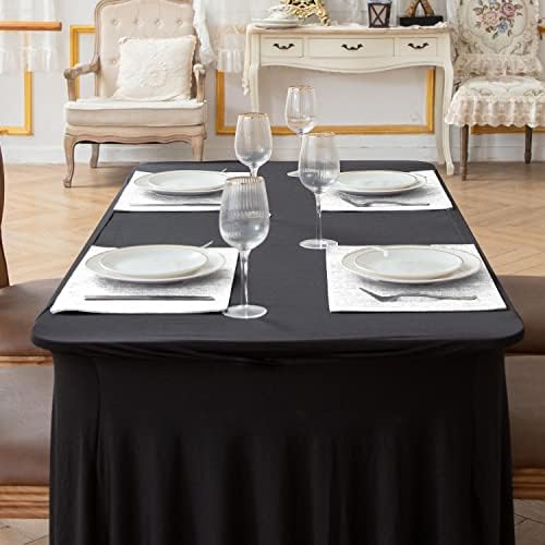 Cloth White Placemats Set of 8, Linen Type Fabric Placemats Machine Washable Heat Resistant Placemats Polyester Place Mats for Halloween, Thanksgiving and Christmas Dining Table (White) - Image 3