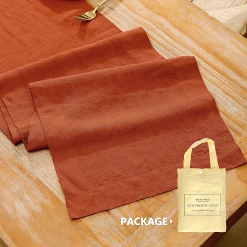 Linen Table Runner 14X108 Inches,100% French Linen Rust Tablerunner,Machine Washable Dining Table Runner for Fall,Wedding,Party,Halloween,Christmas(Rust) - Image 5