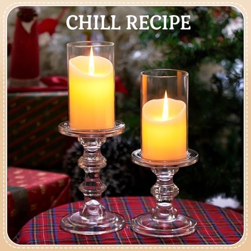 CHILL RECIPE Glass Candle Holder Set of 3, Big Heavy Tall Crystal Candlestick Holder for Pillar Candles Taper Candles, Christmas Decoration Wedding Table Dinning Church Centerpiece - Image 6