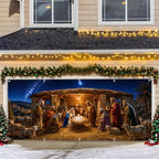 Holy Nativity Scene Christmas Garage Door Banner 7x16 FT, Large 2-Car Manger Birth of Jesus Outdoor Wall Mural Backdrop, Religious Three Wise Men Star of Bethlehem Holiday Hanging Cover Sign Decor - Image 7