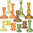 Mumufy 12 Pcs Thankgiving Glass Candle Holders Clear Amber 0.8 in by Mumufy