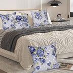 Blue Flower Throw Pillow Covers 24"x24" Set of 4, Countryside Floral Sofa Cushion Cover for Chair Couch Bed Living Room Office Car Garden Patio Farmhouse Indoor Outdoor Decorative - Image 3