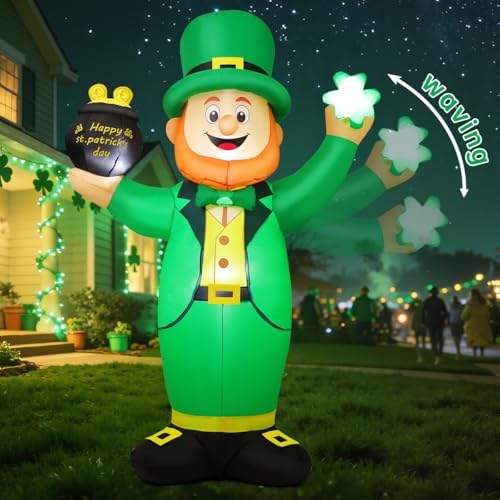 COMIN 7.2 FT St. Patricks Day Inflatables Irish Leprechaun Money Jar with Built-in LEDs for Indoor Party Garden Lawn Decor - Image 2