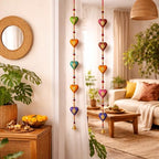 LOVENSPIRE Rajasthani Door Hanging Wind Chimes Indian Traditional Heart Wall Hanging Diwali Christmas Wedding Decor Wind Chime for Home Decoration Patio - Housewarming Gifts (5 Strings) - Image 3