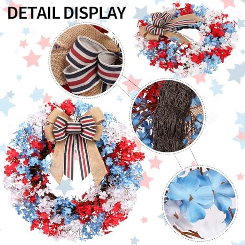 22inch 4th of July Wreath for Patrioticfor Memorial Day Front Door Decor - Image 3