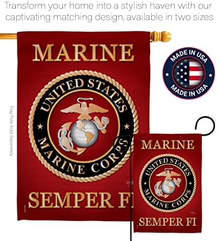 Marine Corps House Flag - 2 pcs Pack Armed Forces USMC Semper Fi United State American Military Veteran Retire Official - Decoration Banner Small Garden Yard Gift Double-Sided Made In USA 28 X 40 - Image 4