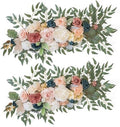 TINGE TIME Dusty Rose & Navy Blue Flower Garlands, 2 PCS Artificial Eucalyptus Arch Flowers, Handcraft Artificial Rose Garlands for Arch Wedding Sweetheart Table Ceremony Backdrop Decorations for Home by TINGETIME