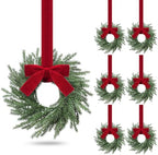 6 Pcs Christmas Small Norfolk Wreaths 12.6 Inch Xmas Pine Wreaths by Luinabio