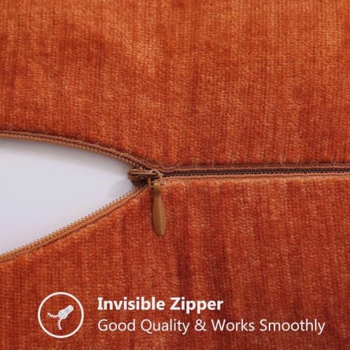 decorUhome Soft Chenille Throw Pillow Covers 24x24 Set of 2 Rust - Image 4